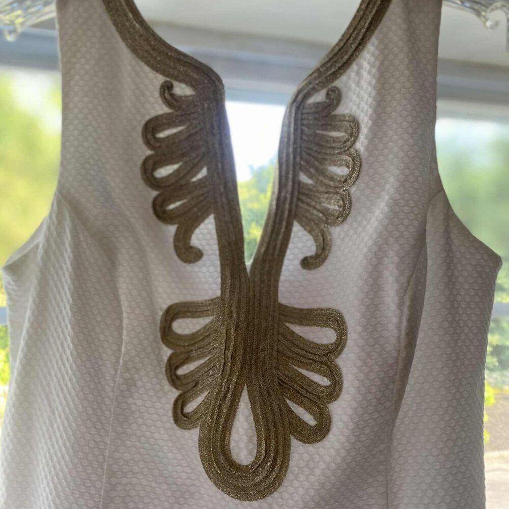 Lilly Pulitzer White Gold Shift Dress - Size 2